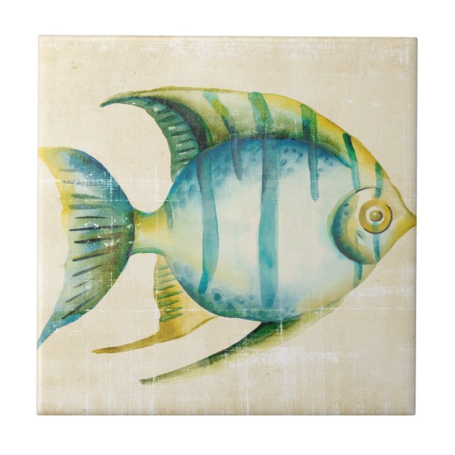 Carreau Aquarium bleu et jaune Poisson (Devant)