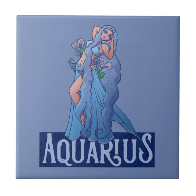 Carreau Aquarius Zodiac Déesse Ventre Danseur Art Annivers (Devant)