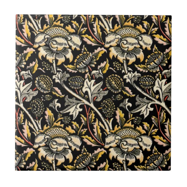 Carreau Arabesque floral foncé de William Morris (Devant)