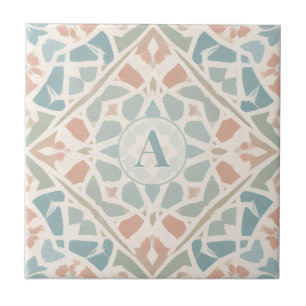 Carreau Arabesque Terreuse Lettre Personnalisée en Mosaï