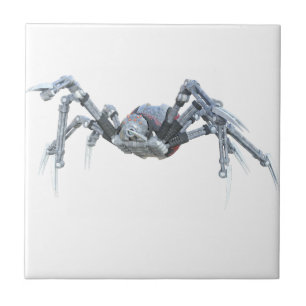 Carreau Araignée de robot en gris, rouge et argent