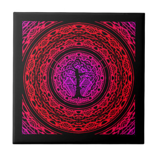 Carreau Arbre Abstrait Ancien Arbre Vieux Rouge pourpre
