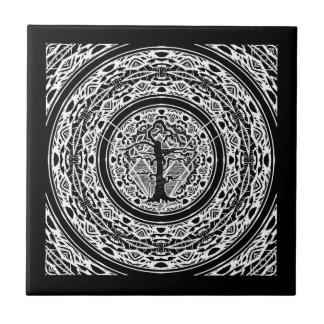 Carreau Arbre Abstrait Ancien Noir et Blanc