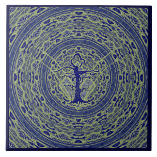 Carreau Arbre bleu Abstrait ancien filaire style 5