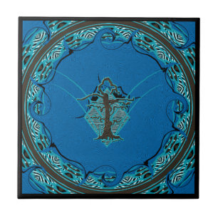 Carreau Arbre bleu Abstrait vierge BG