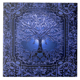 Carreau Arbre Bleu de la vie Ancien Rustique