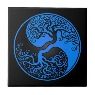 Carreau Arbre de la vie bleu et noir Yin Yang