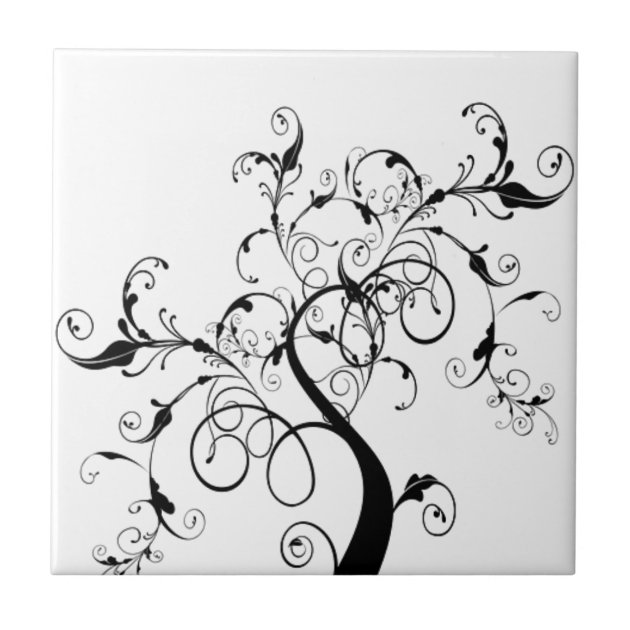 Carreau Arbre de la vie noir et blanc Zazzle.ca