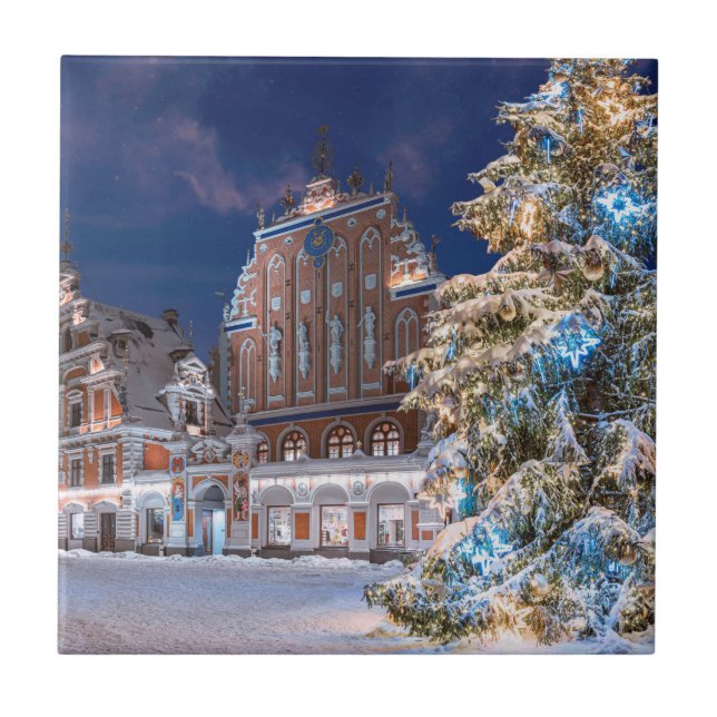 Carreau Arbre de Noël et Maison des Noirs à Riga (Devant)