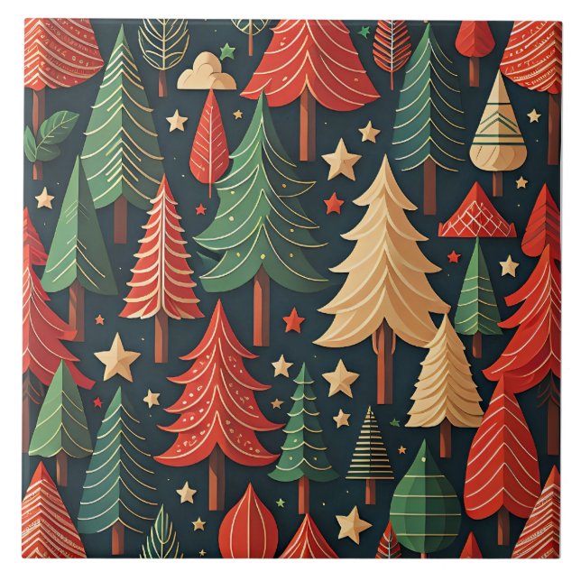 Carreau Arbre de Noël Motif coloré (Devant)