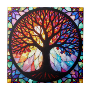 Carreau Arbre de Vie en Verre Coloré 