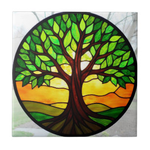 Carreau Arbre de Vie en Verre Coloré