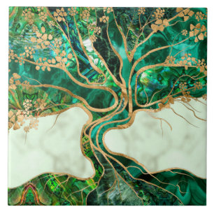 Carreau Arbre de vie malachite et balone abstrait