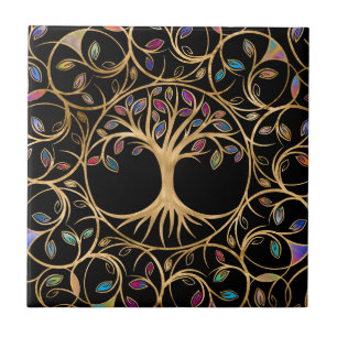 Carreau Arbre de vie - Yggdrasil - feuille coloré