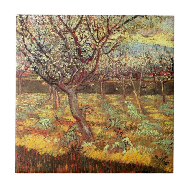 Carreau Arbres abricot en fleurs par Vincent van Gogh (Devant)