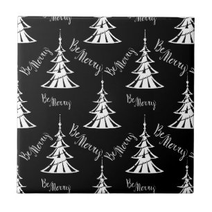 Carreau Arbres de Noël blancs modernes en noir