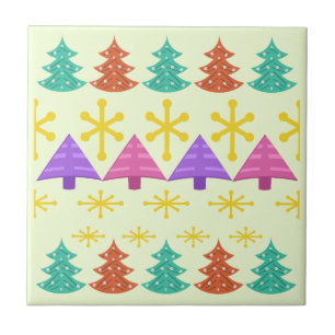 Carreau Arbres de Noël de l'ère atomique Kitsch Lumière