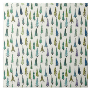 Carreau Arbres de Noël funky (Belle Art Illustré)