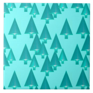 Carreau Arbres de Noël métalliques modernes - turquoise