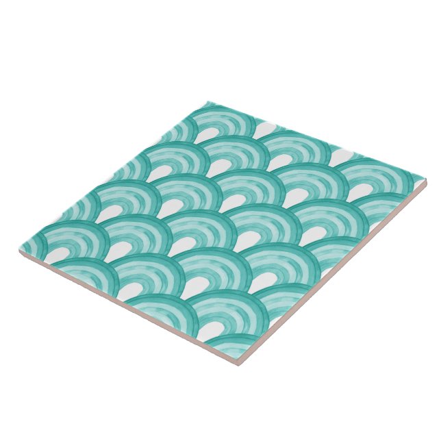Carreau Arc en aquarelle - turquoise (Côté)