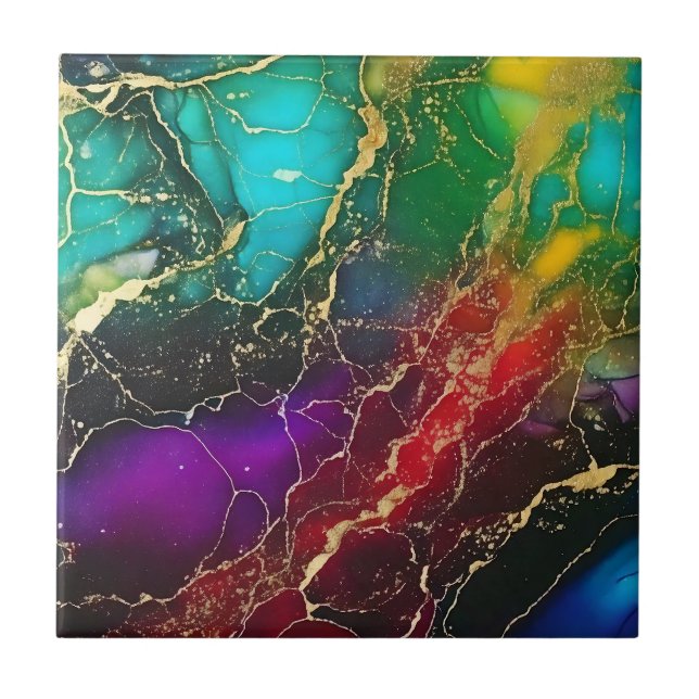 Carreau Arc-en-ciel couleurs Encre d'alcool Fourre-tout (Devant)