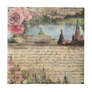 Carreau Architecture Romantique Vintage & Collage d'Art de