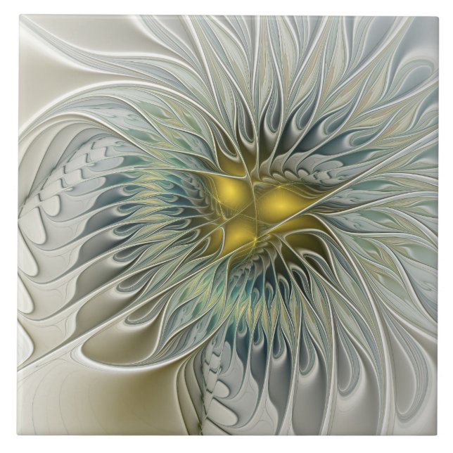 Carreau Argent d'or Imaginaire Fractal Abstrait Art (Devant)