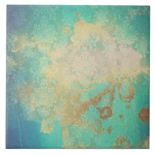 Carreau Aristote bleu-turquoise beige vieilli