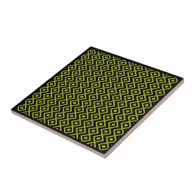 Carreau Arlequin en forme de diamant Motif noir et jaune (Côté)
