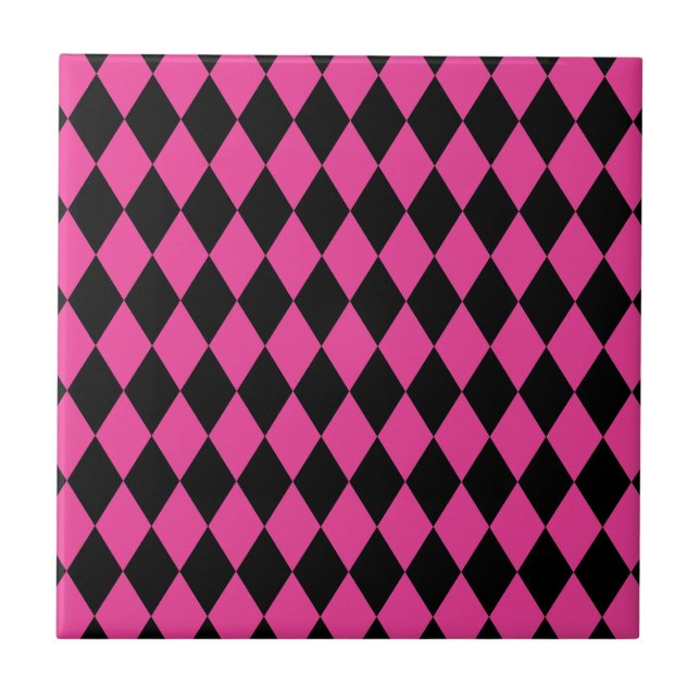 Carreau Arlequin Hot Rose et Noir (Devant)
