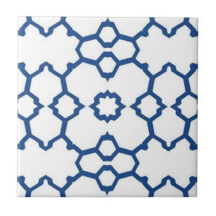 Carreau Arrière - plan blanc en mosaïque bleu marine