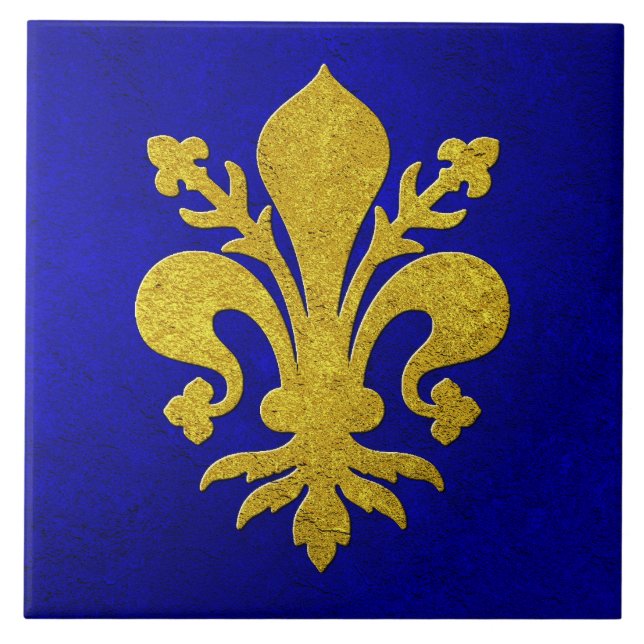 Carreau Arrière - plan bleu fleur de lis or (Devant)