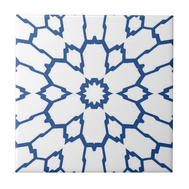 Carreau Arrière - plan bleu marine étoile mosaïque blanche (Devant)