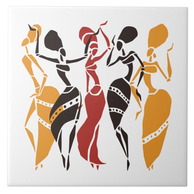 Carreau Arrière - plan de danseurs africains illustrés (Devant)