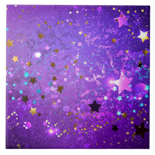 Carreau Arrière - plan de feuille violet avec étoiles