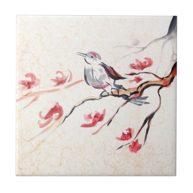 Carreau Arrière - plan d'oiseau de chant (Devant)