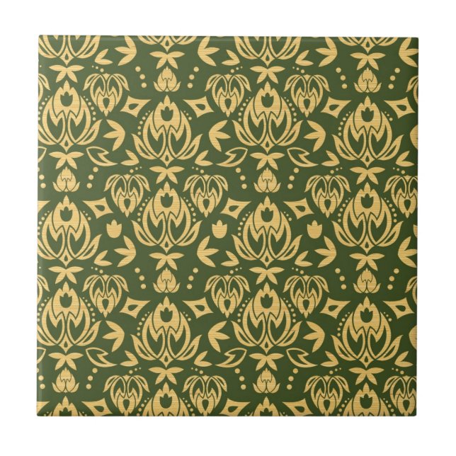Carreau Arrière - plan floral en bois de motif de damassé (Devant)