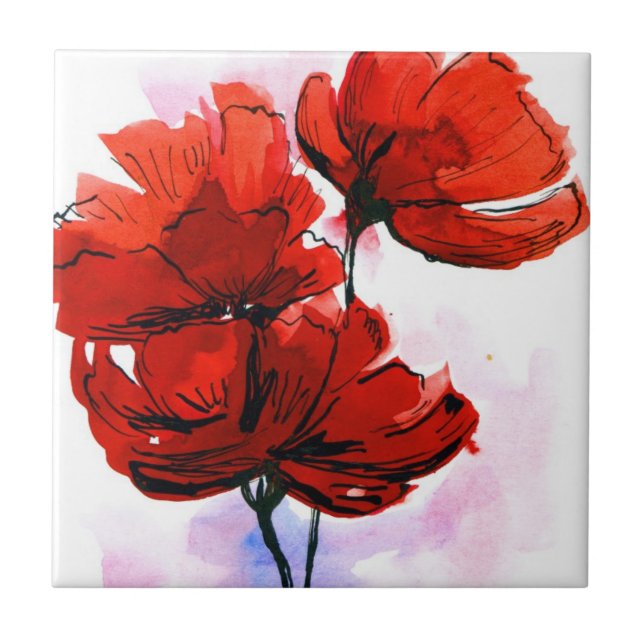 Carreau Arrière - plan floral peint par résumé 2 (Devant)