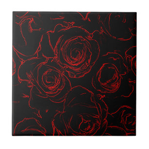 Carreau Arrière - plan noir des Roses rouges