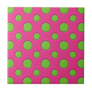 Carreau Arrière - plan rose de rétro pois vert génial