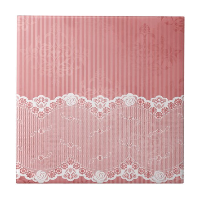 Carreau Arrière - plan rose et blanc avec la dentelle (Devant)