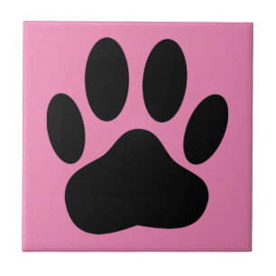 Carreau Arrière - plan rose Pawprint chien