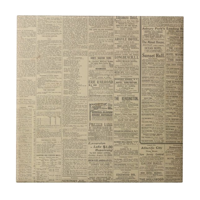 Carreau Arrière - plan vintage de journal (Devant)