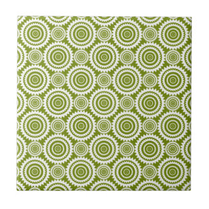 Carreau Art à motif géométrique vert olive et blanc modern