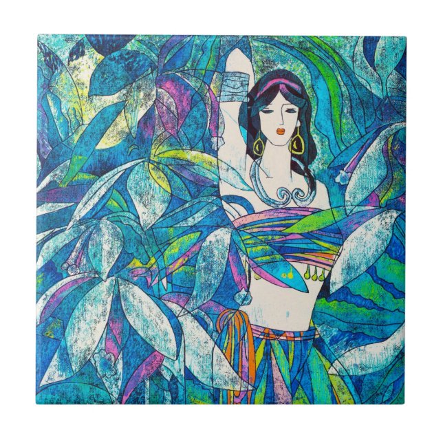 Carreau Art abstrait de dame d'oriental de cinglement de (Devant)