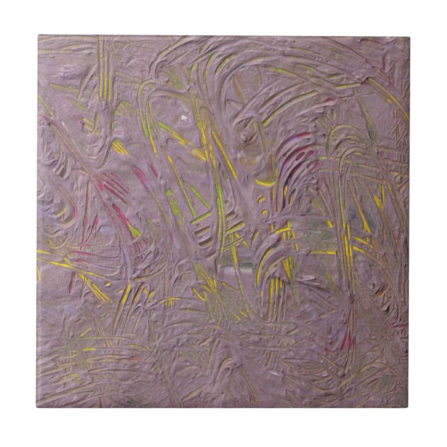 Carreau Art Abstrait moderne rose jaune vert tendance (Devant)