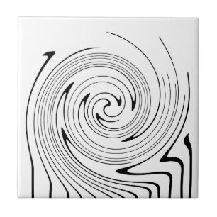 Carreau Art Abstrait Noir Blanc Lignes Twirl Minimalisme
