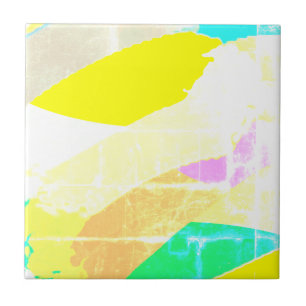Carreau Art Abstrait Pastel Jaune lavé Effet