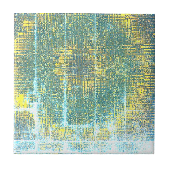 Carreau Art Abstrait Texture Jaune Pale Turquoise Bleu (Devant)