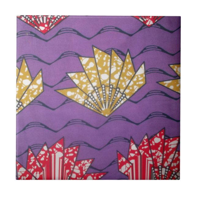 Carreau Art africain Abstrait : Vagues de passion violette (Devant)